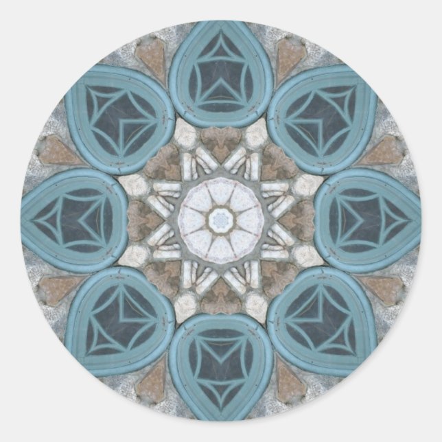 Pegatina Redonda Steampunk Verdigris Window Mandala (Anverso)