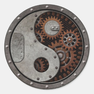Pegatina Redonda Steampunk Yin Yang