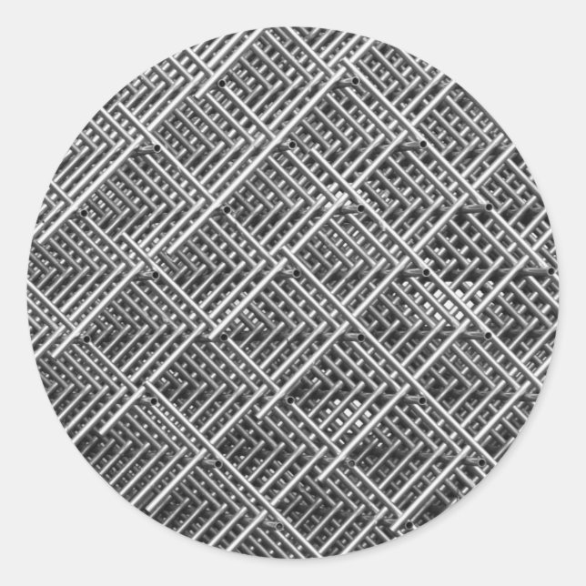 Pegatina Redonda Steel Grid Industrial Mesh Pattern (Anverso)