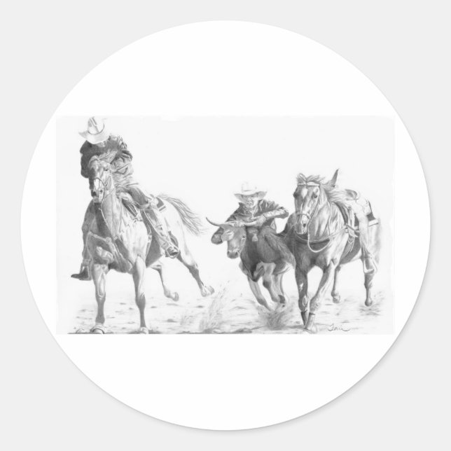 Pegatina Redonda Steerwrestler (Anverso)