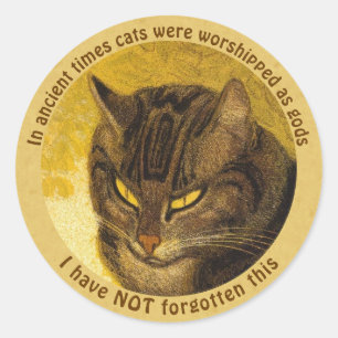 Pegatina Redonda Steinlen Grumpy cat cabeza cita a Cat en una baran