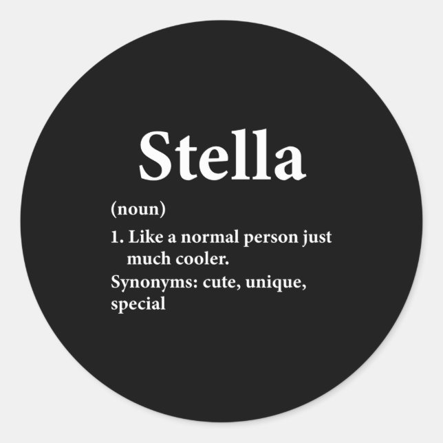 Pegatina Redonda Stella Name Definition Funny D  (Anverso)