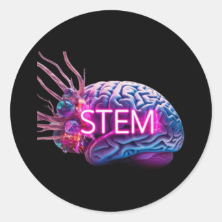 Pegatina Redonda Stem Brain Burst - Ciencia