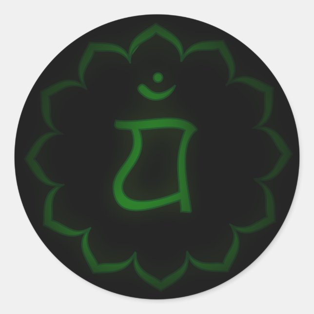 Pegatina Redonda "Stenciled" Heart Chakra - Anahata (Anverso)