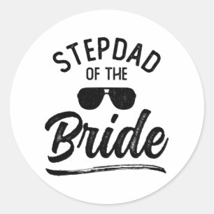 Pegatina Redonda Stepdad De La Fiesta De Matrimonio De Novias