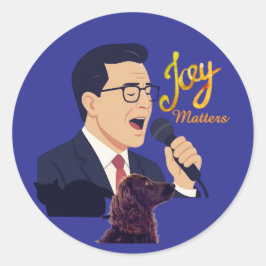 Pegatina Redonda Stephen Colbert Cantando Con Benny Meme De Joy Mat