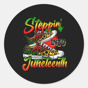 Pegatina Redonda Steppin 'En el 11 de junio Ancestors Shoes Black P