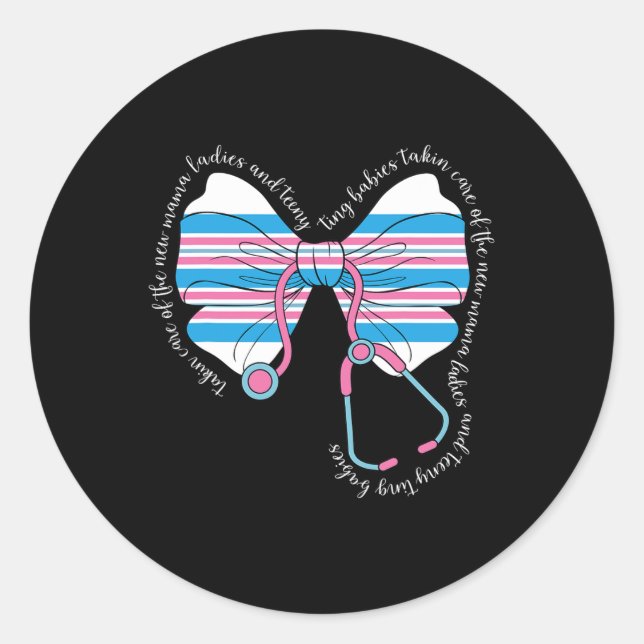 Pegatina Redonda Stethoscope Coquette Bow Ba2 (Anverso)