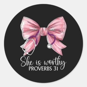 Pegatina Redonda Stethoscope Coquette Bow Es Cristiana Digna B