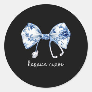 Pegatina Redonda Stethoscope Coquette Bow Hospice Nurse Aide Pallia