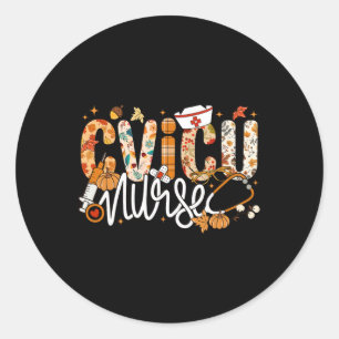 Pegatina Redonda Stethoscope Cvicu Nurse Fall Yall Otoño Deja El