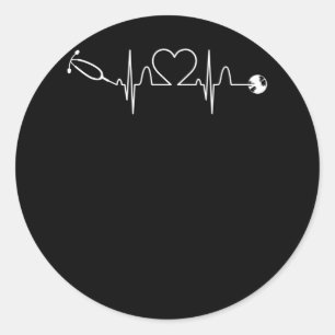 Pegatina Redonda Stethoscope EKG Hospital de Enfermeras cardiacas