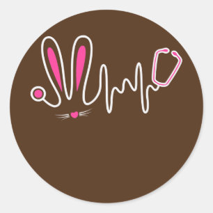 Pegatina Redonda Stethoscope Pascua Años de Huevo Médica de Enferme