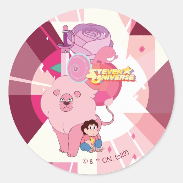 Pegatina Redonda Steven Universe | Legado Rosa Quartz (Anverso)