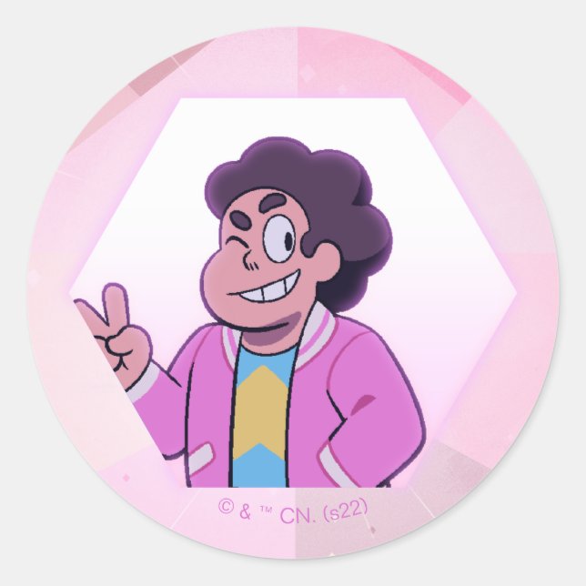Pegatina Redonda Steven Universe | Retrato de diamante rosa (Anverso)