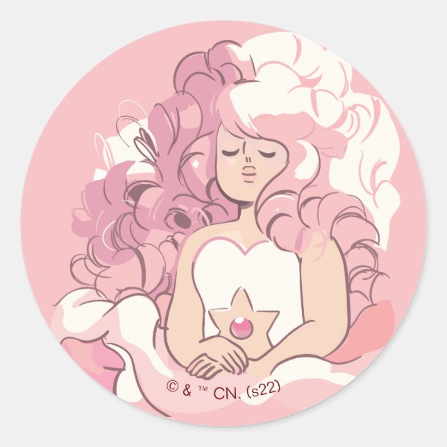 Pegatina Redonda Steven Universe | Rosa de Ilustracion de cuarzo (Anverso)