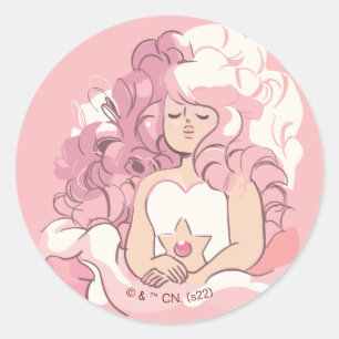 Pegatina Redonda Steven Universe   Rosa de Ilustracion de cuarzo