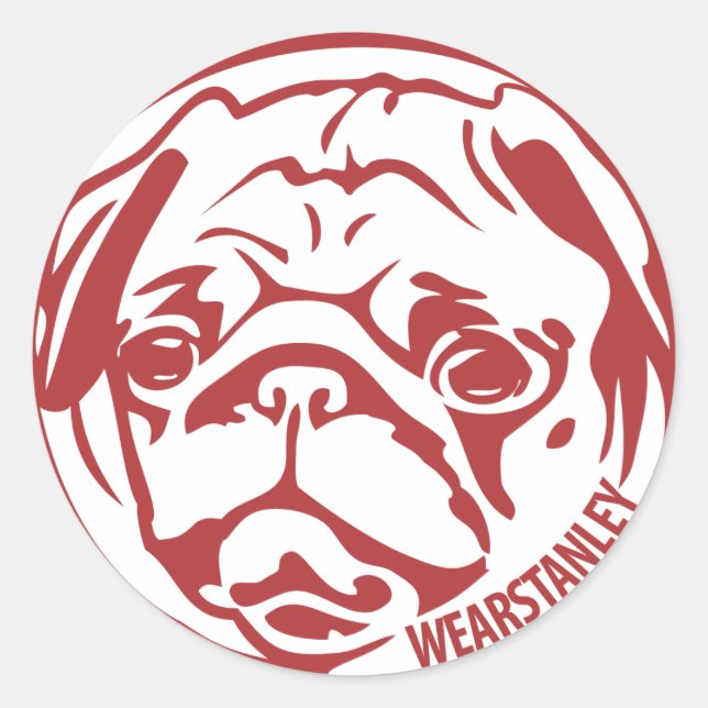 Pegatina Redonda stick con stanley - rojo (Anverso)