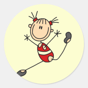Pegatina Redonda Stick Girl Gymnast Tshirts and Gifts