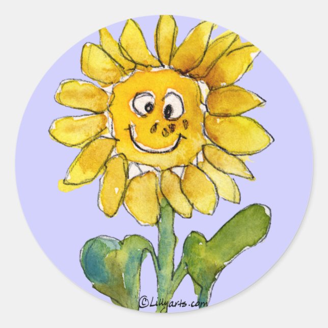 Pegatina Redonda Sticker 3 de Sunflower Clipart (Anverso)