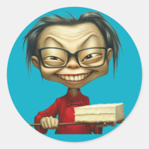 Pegatina Redonda Sticker. A cheerful cook.