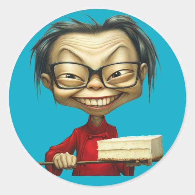 Pegatina Redonda Sticker. A cheerful cook. (Anverso)