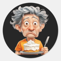 Sticker. A man prepares a cake