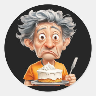 Pegatina Redonda Sticker. A man prepares a cake