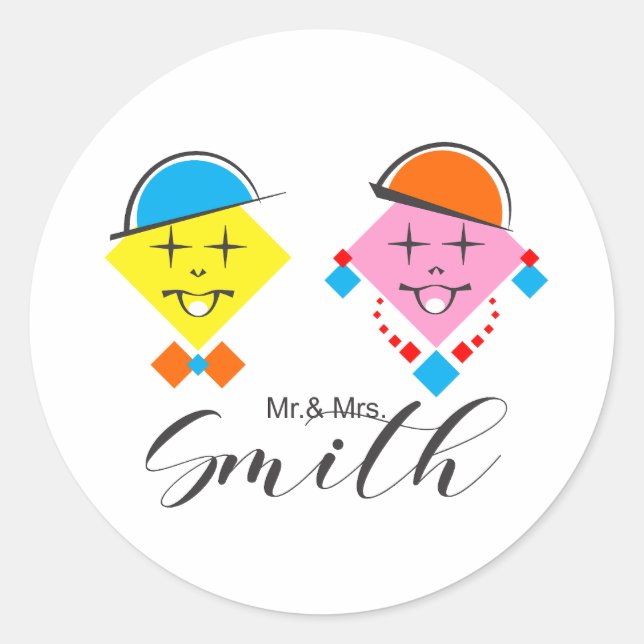 Pegatina Redonda Sticker / Adesivo Mr. & Mrs. Smith (Anverso)