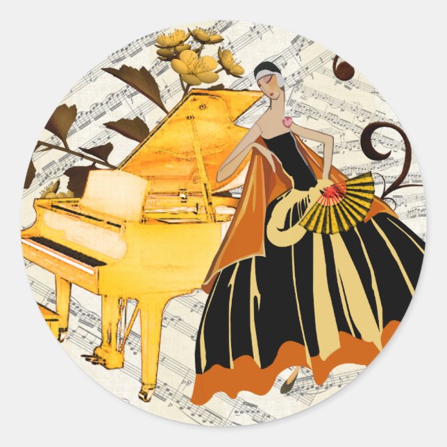 Pegatina Redonda sticker autocollant Music (Anverso)