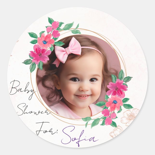 Pegatina Redonda Sticker Baby Shower personalizado (Anverso)