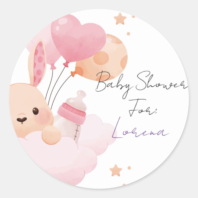 Pegatina Redonda Sticker Baby Shower personalizado (Anverso)