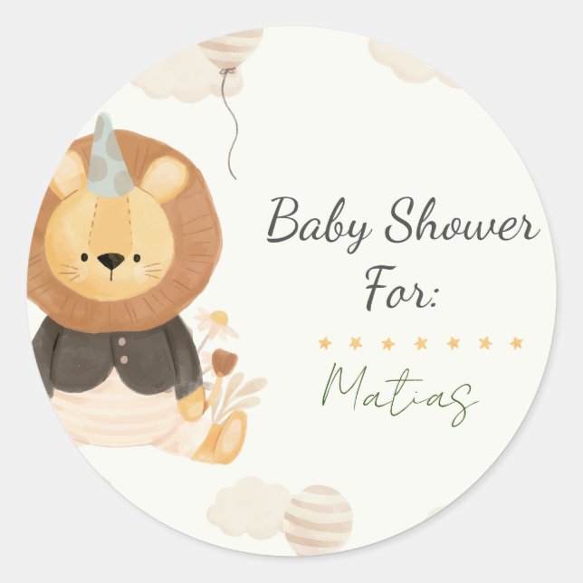 Pegatina Redonda Sticker Baby Shower personalizado (Anverso)