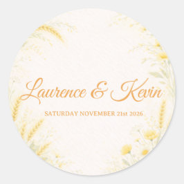 Pegatina Redonda Sticker carré Elegant Botanical Wedding