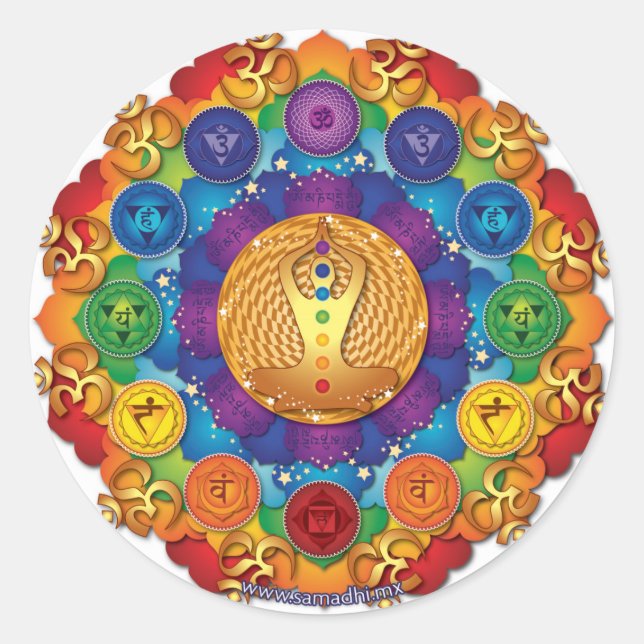 Pegatina Redonda Sticker chakras (Anverso)