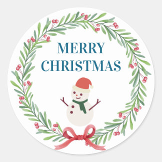 Pegatina Redonda Sticker Christmas Tree Snowman Christmas Party  I