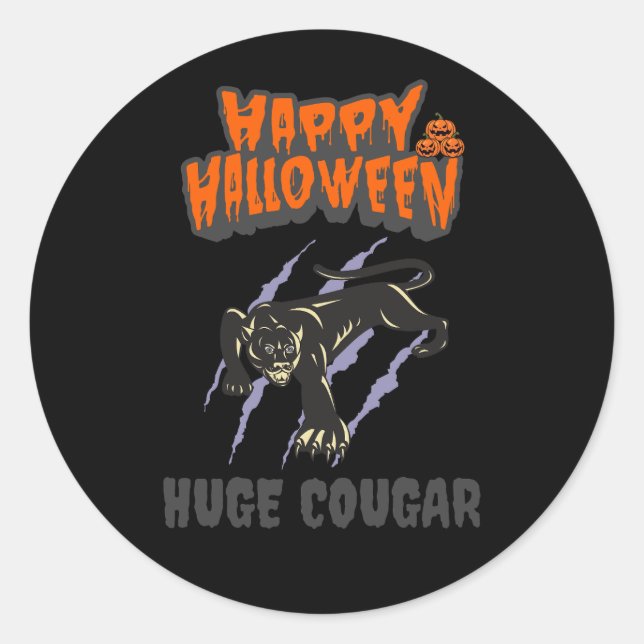 Pegatina Redonda sticker custom cougar (Anverso)