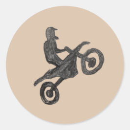 Pegatina Redonda Sticker for boy with motocross sketch