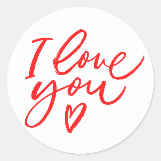 Pegatina Redonda Sticker I love you in red