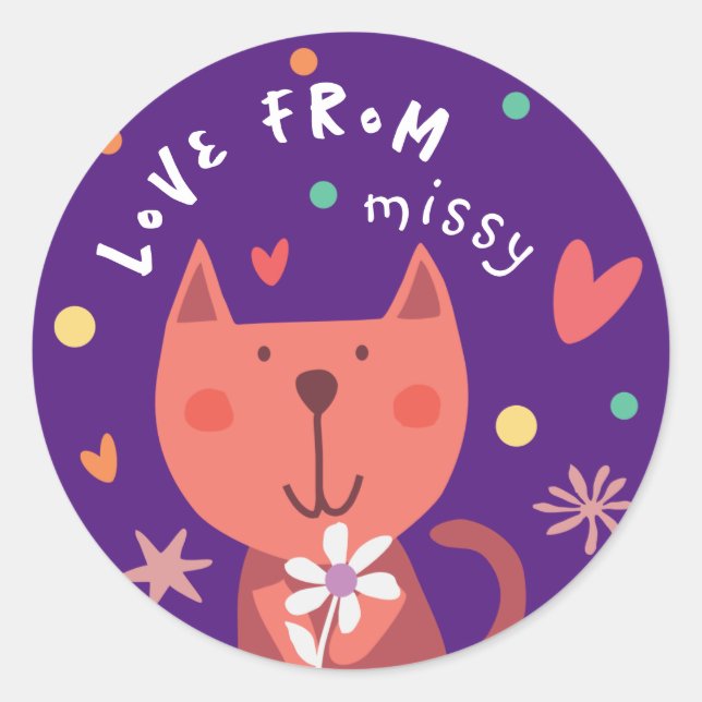 Pegatina Redonda Sticker 'love from' (Anverso)