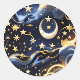 Pegatina Redonda Sticker - Luxury Celestial Moon Phases Design