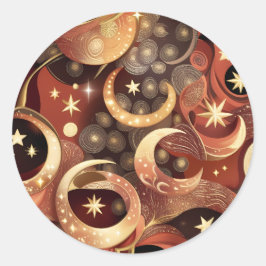 Pegatina Redonda Sticker - Luxury Terracotta Celestial Moon Design