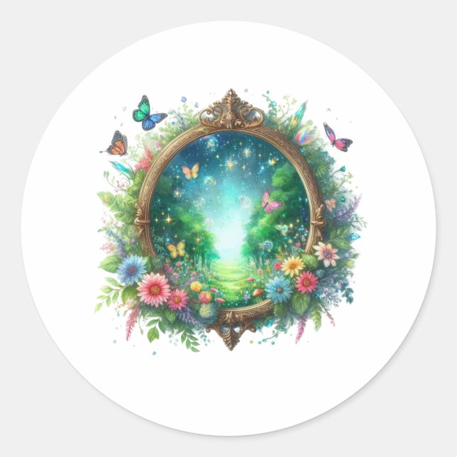 Pegatina Redonda sticker mirroir magique  (Anverso)
