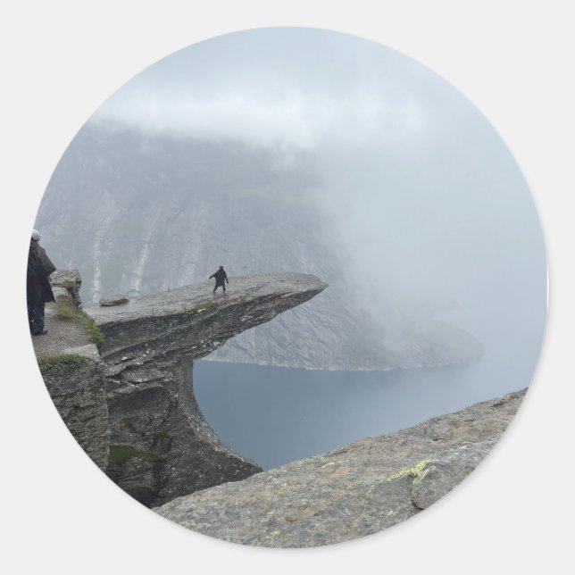Pegatina Redonda Sticker of Trolltunga Norway (Anverso)