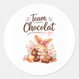 Pegatina Redonda sticker Pâques gourmand lapin chocolat