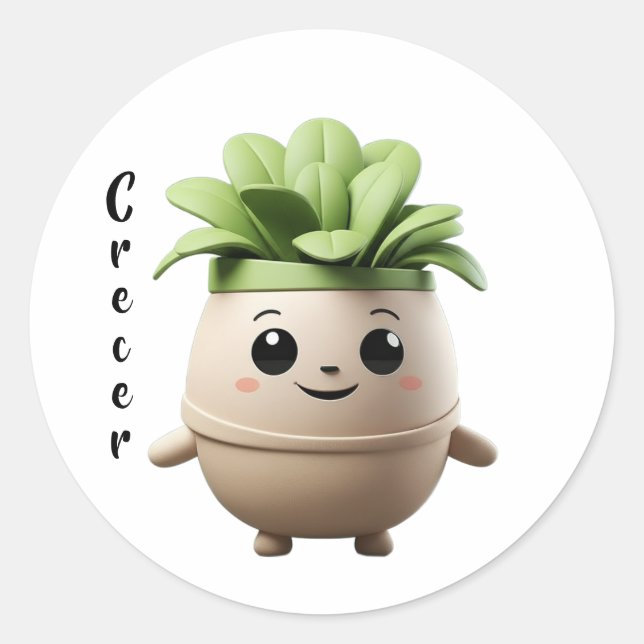 Pegatina Redonda Sticker Pipo Crecer – Diseño Inspirador (Anverso)