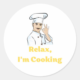 Pegatina Redonda Sticker Relax, I'm Cooking
