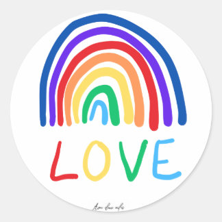 Pegatina Redonda Sticker rond LOVE rainbow