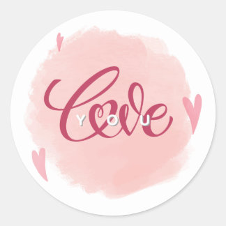 Pegatina Redonda Sticker rond romantique "Love You"