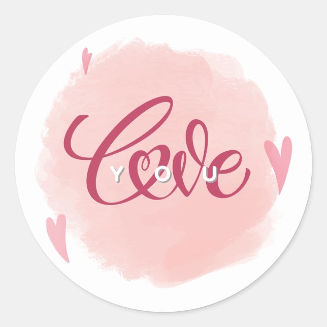 Pegatina Redonda Sticker rond romantique "Love You"  (Anverso)